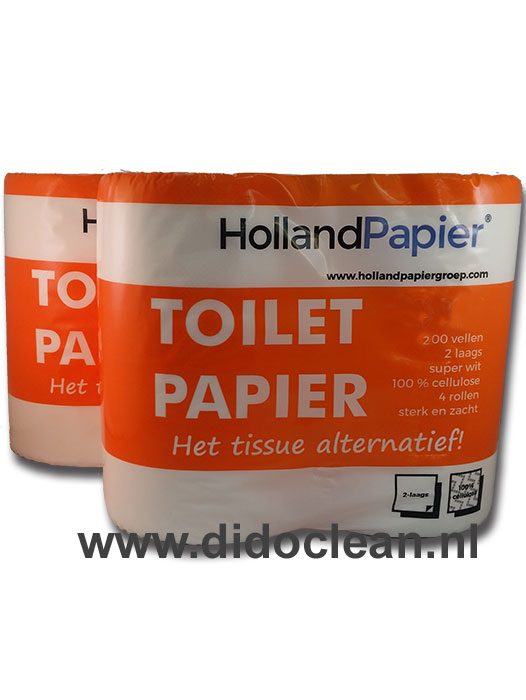 Toiletpapier wit cellulose 2 laags 200 vel per rol - HollandPapier